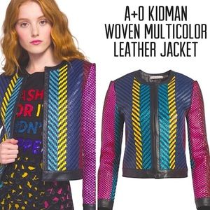 Alice + Olivia Multicolor Woven Leather Jacket
